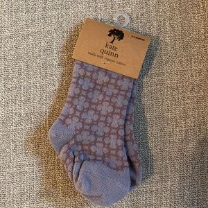 Brand new NWT Kate Quinn baby socks organic cotton 0-6 months clover print